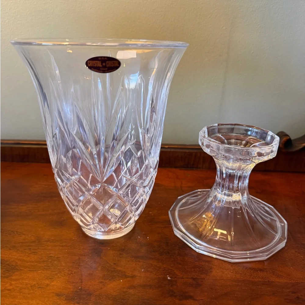 St. George Toscany crystal hurricane lamp candle holder - Picture 5 of 8
